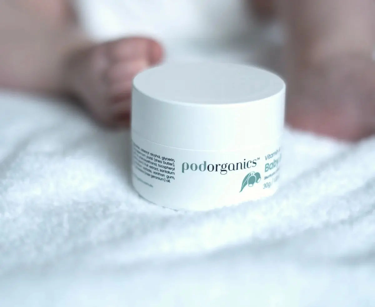 Plant-based ingredients used in Pod Organics Vitamin A+E Baby Butter